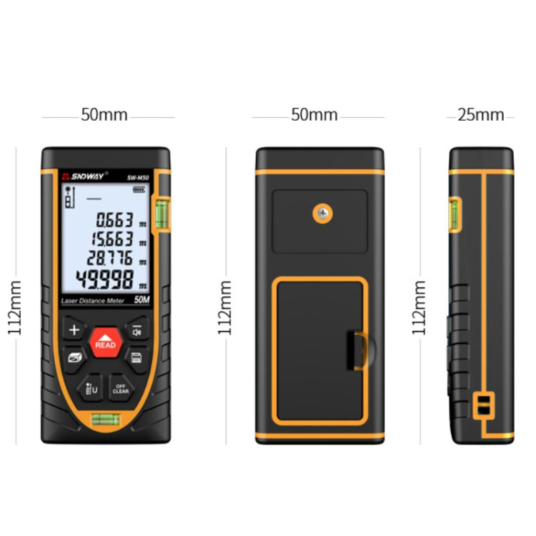 SNDWAY SW-M50 Laser Distance Meter Infrared Measuring Instrument, Distance: 50m