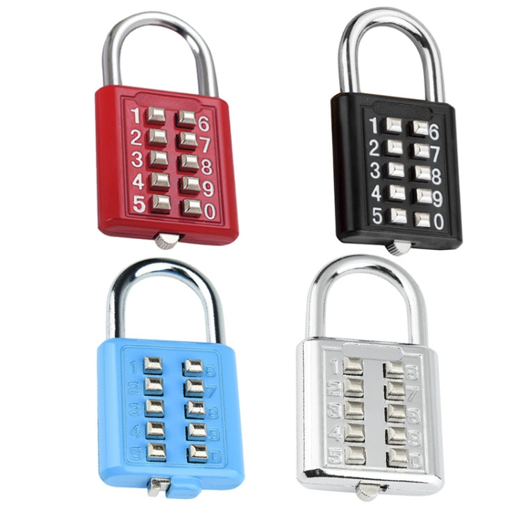 2 PCS 10-Bit Button Password Lock Cabinet Door Tool Box Button Padlock(Red)