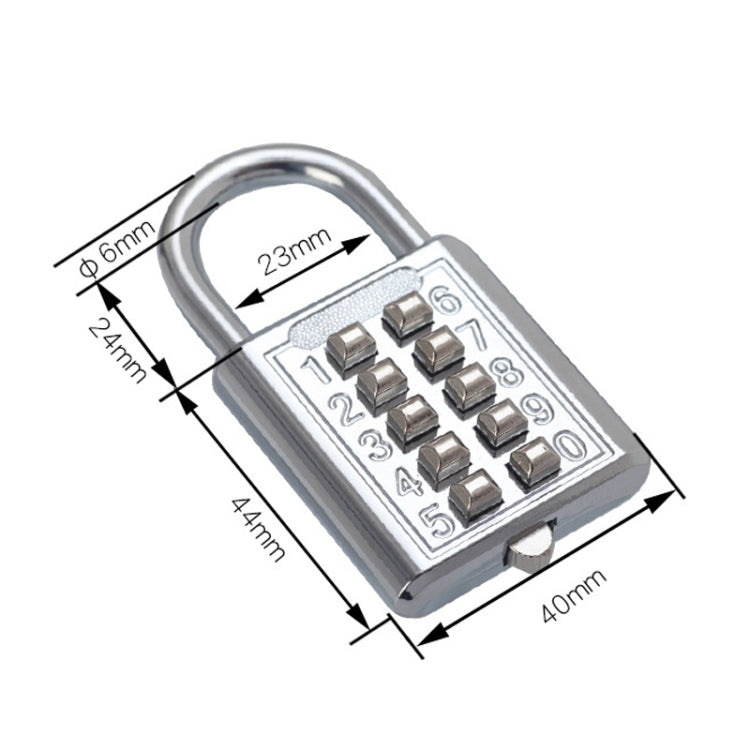 2 PCS 10-Bit Button Password Lock Cabinet Door Tool Box Button Padlock(Red)