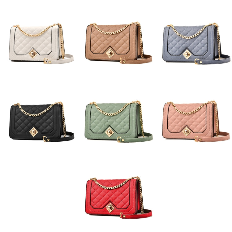 6382 One-shoulder Diagonal Rhombus Chain Bag(Pink)