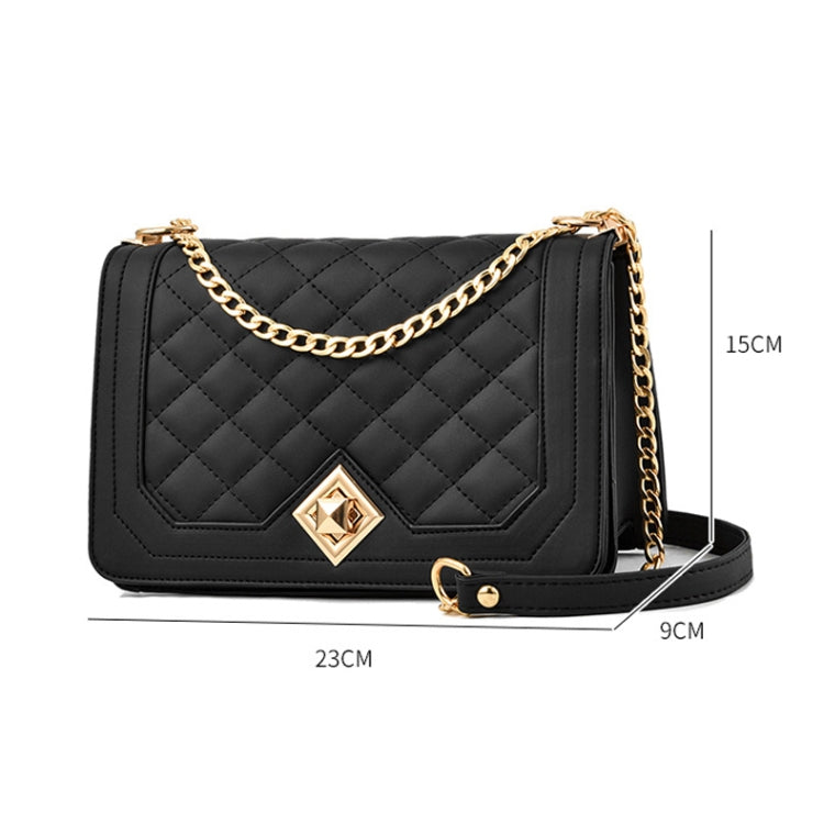 6382 One-shoulder Diagonal Rhombus Chain Bag(Pink)
