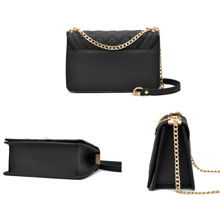 6382 One-shoulder Diagonal Rhombus Chain Bag(Pink)