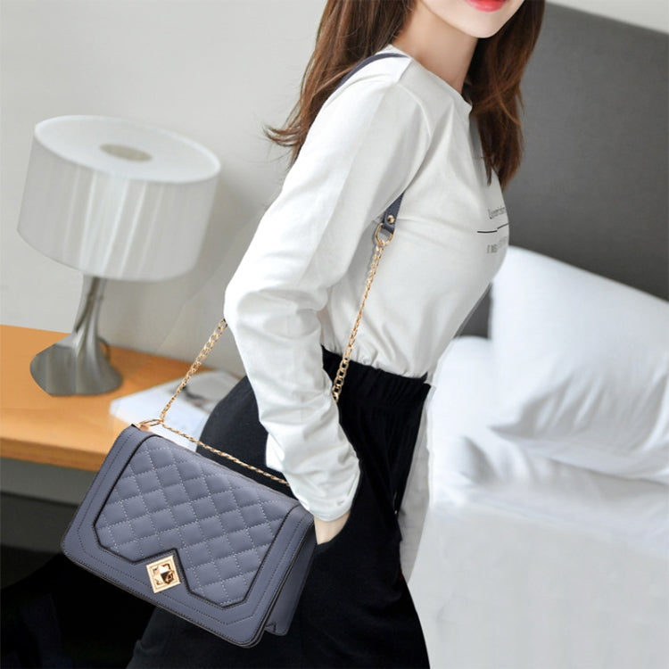 6382 One-shoulder Diagonal Rhombus Chain Bag(Pink)