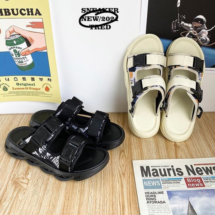 Casual Open Toe Breathable Beach Slippers Beach Sandals For Men, Size: 39(Black)