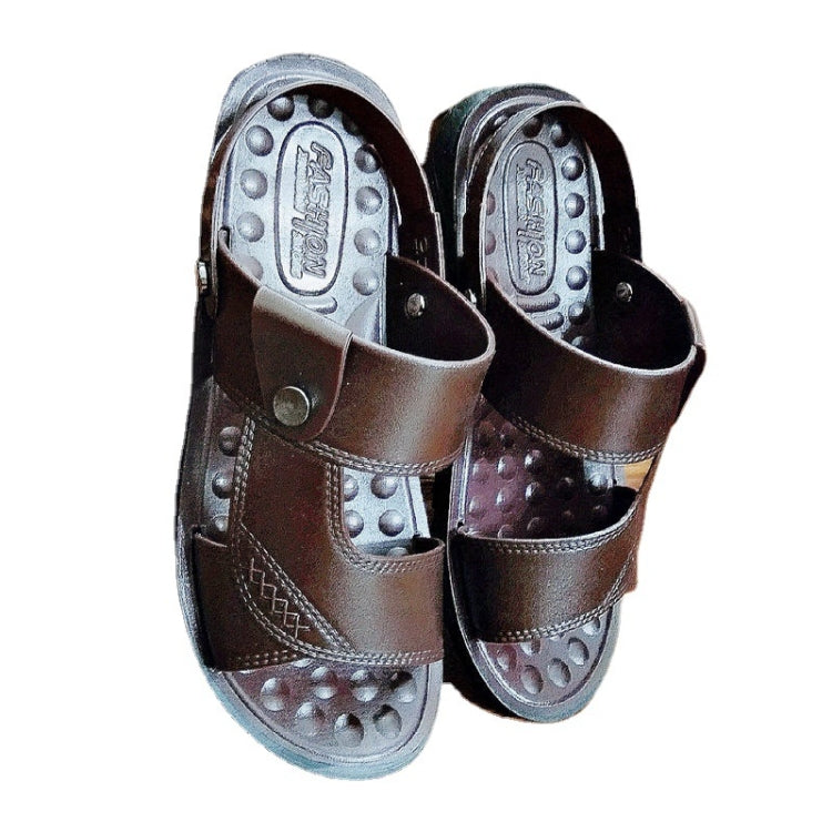 Non-slip Outer Wear Dual-use Sandals Slippers Men Casual Beach Shoes, Size: 40(Coffee Brown)