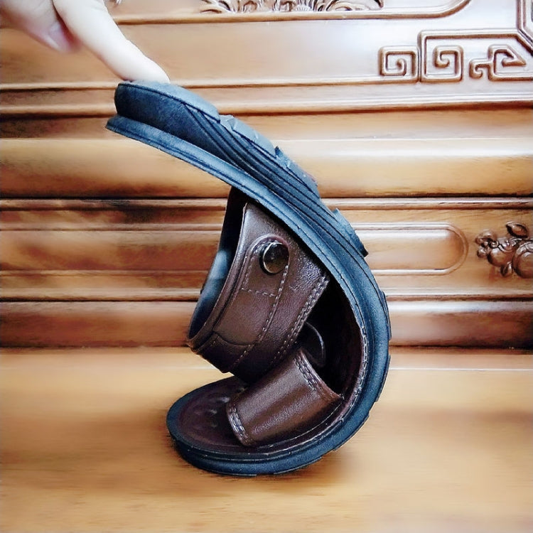 Non-slip Outer Wear Dual-use Sandals Slippers Men Casual Beach Shoes, Size: 43(Black)