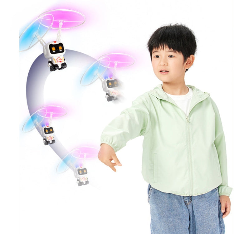 Induction Steel Man Aircraft Gyro Robot Luminous Toy For Children(White Astronauts)