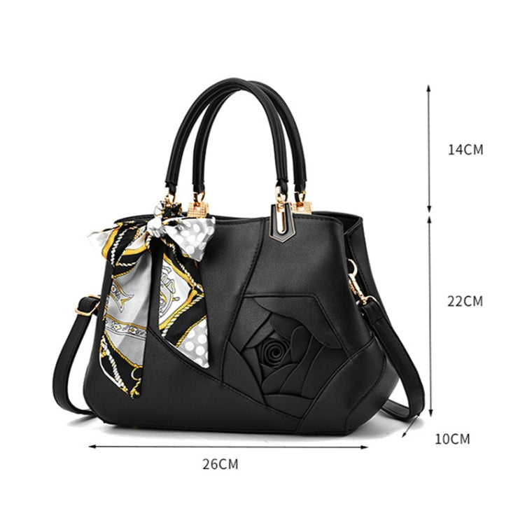 378 Three-dimensional Carved Ladies Handbag(Black)
