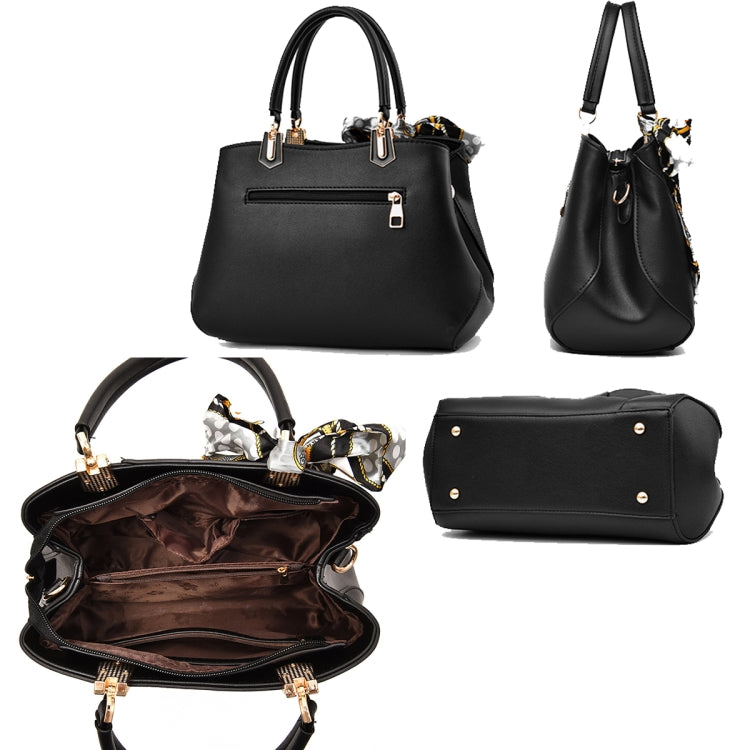 378 Three-dimensional Carved Ladies Handbag(Black)