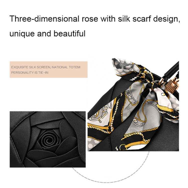 378 Three-dimensional Carved Ladies Handbag(Black)