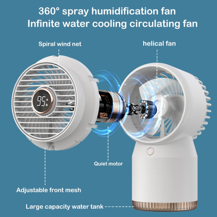 Spray Humidified LED Digital Display Office Home Fan, Style: 3600mAh Rechargeable(Blue)