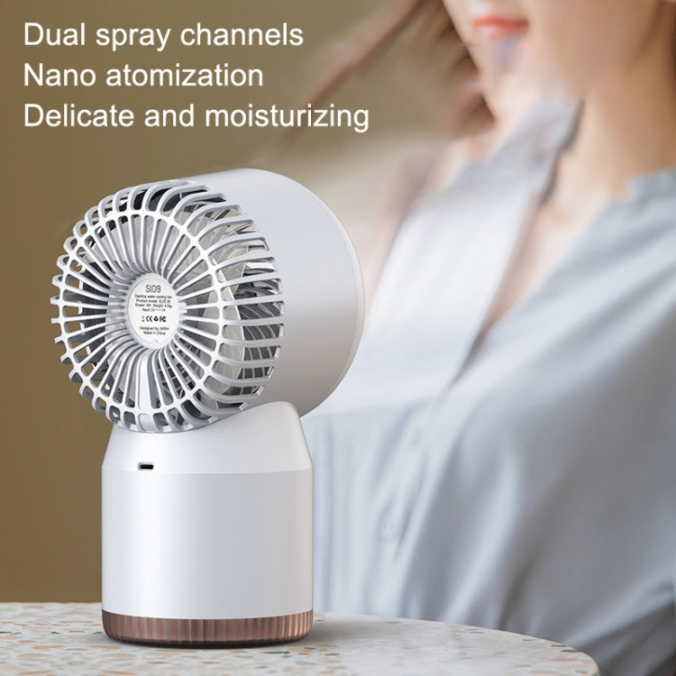 Spray Humidified LED Digital Display Office Home Fan, Style: 3600mAh Rechargeable(Blue)