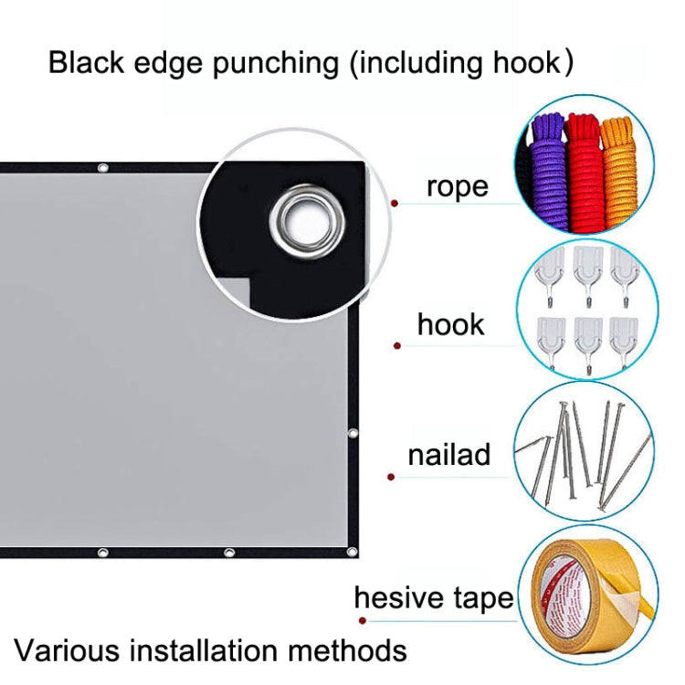 Folding Metal Anti-Light HD Projection Curtain, Size: 133 inch 16:9 300x160cm Punch Black Border