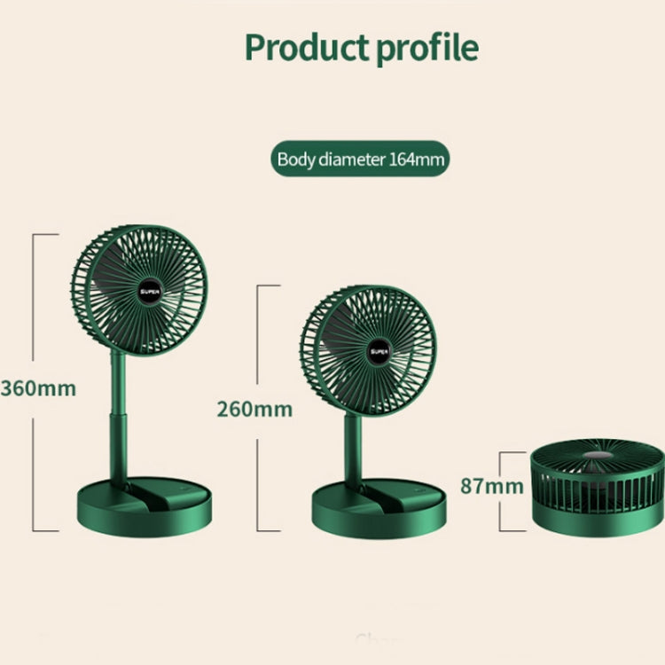 Portable Folding Fan  Retractable Floor Standing Fan,Style: USB Plug In (Green)