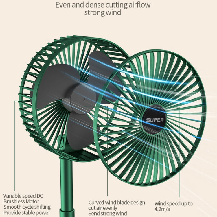 Portable Folding Fan  Retractable Floor Standing Fan,Style: USB Plug In (Green)