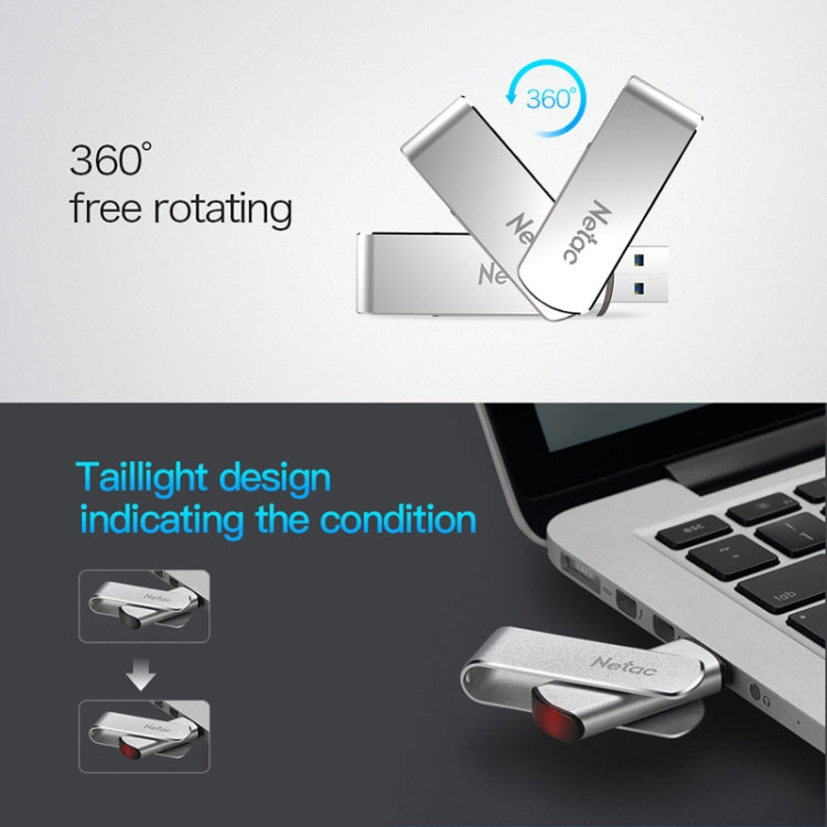 Netac U388 High Speed USB3.0 Metal Rotating Car Computer U Disk, Capacity: 128GB