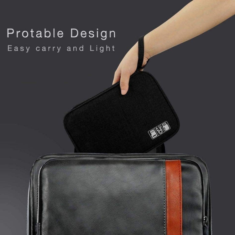 Travel Portable Strap Data Cable Storage Bag(Grey)