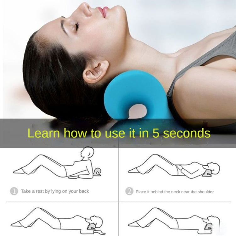 Neck Shoulder Stretcher Relaxer Cervical Chiropractic Traction Device Pillow (Black)