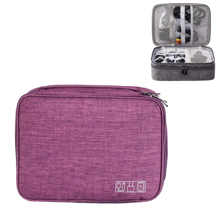 5 Inch Multifunctional Electronic Digital Earphone Power Cord Storage Bag, Purple, Black, Wine Red, Dark Gray, Green, Lake Blue