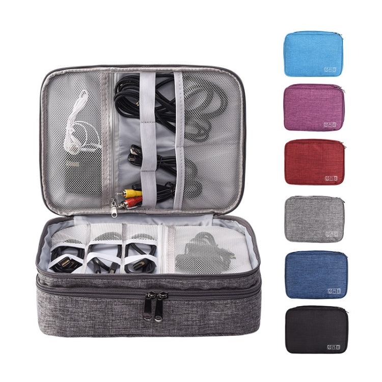 5 Inch Multifunctional Electronic Digital Earphone Power Cord Storage Bag, Purple, Black, Wine Red, Dark Gray, Green, Lake Blue