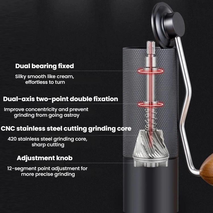 CNC Stainless Steel Hand Crank Coffee Bean Grinder