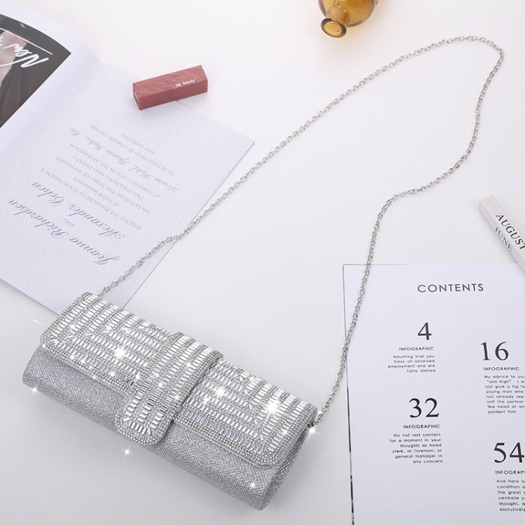 Ladies Evening Bag Shoulder Bag Hand Messenger Bag(Silver)