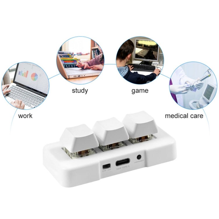 MK321 3 Keys Custom Keys Game Office PS Clip Macro Programming Keypad, Cable Length: 1.5m, White, Black