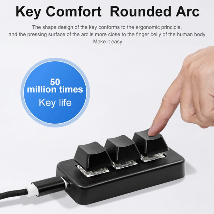MK321 3 Keys Custom Keys Game Office PS Clip Macro Programming Keypad, Cable Length: 1.5m, White, Black