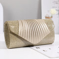 Simple Square Pleated Ladies Dinner Party Bag Bridesmaid Bridal Wedding Banquet Bag(Champagne)
