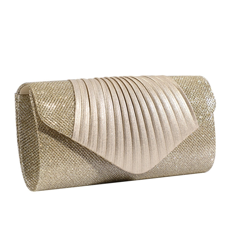 Simple Square Pleated Ladies Dinner Party Bag Bridesmaid Bridal Wedding Banquet Bag(Champagne)