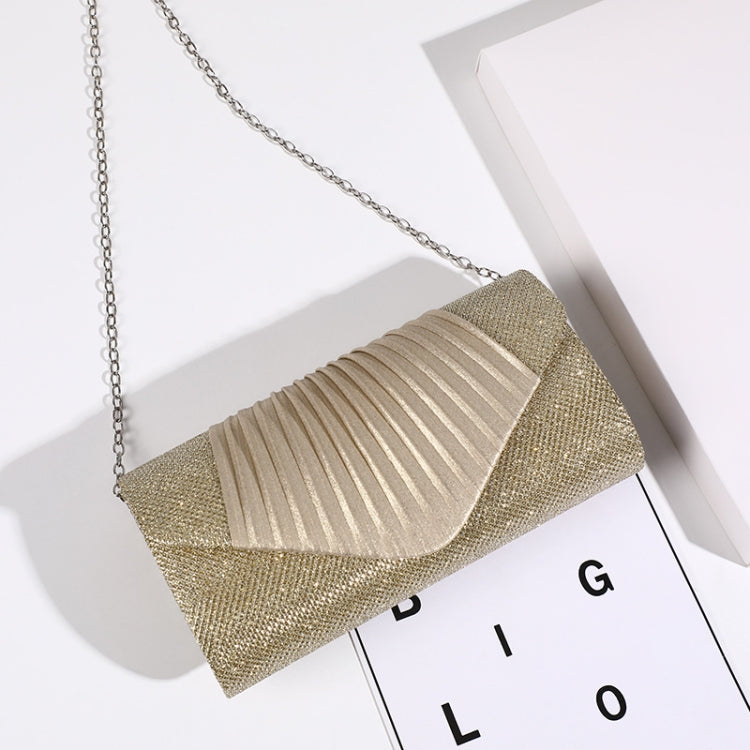 Simple Square Pleated Ladies Dinner Party Bag Bridesmaid Bridal Wedding Banquet Bag(Champagne)