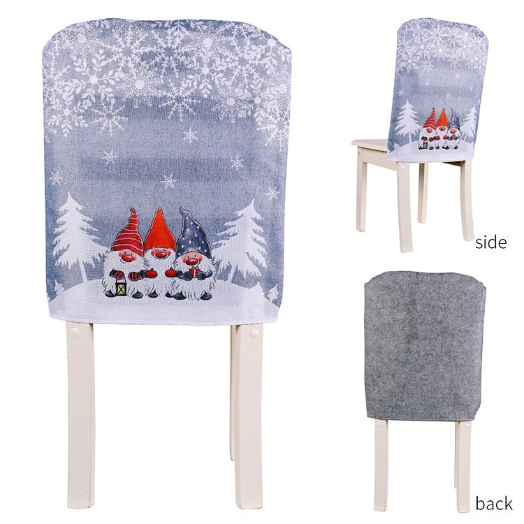 Christmas Cartoon Forest Snowflake Chairs Cover Decorative Supplies, Cartoon Forest Red, Cartoon Forest Gray