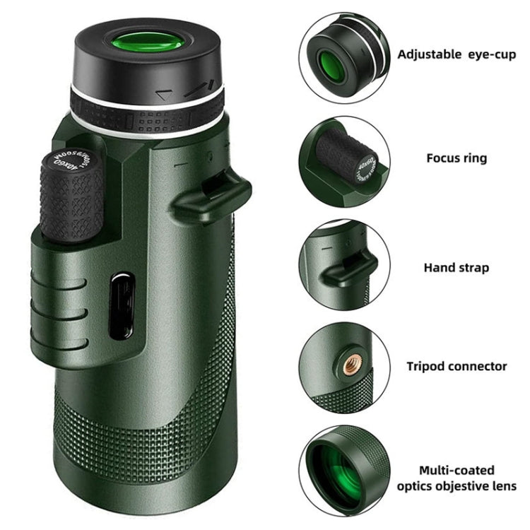 40X60 Outdoor  High Power HD Monocular (Standard+Universal Clip+Tripod)