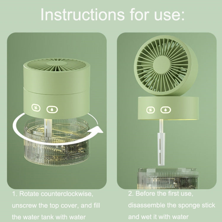 OM008 Desktop Foldable Spray Humidification Mini USB Water Cooling Fan(Mousse Green)