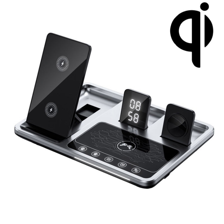 R11 4 In 1 30W Phone Wireless Charger with Ambient Light(Silver Black)
