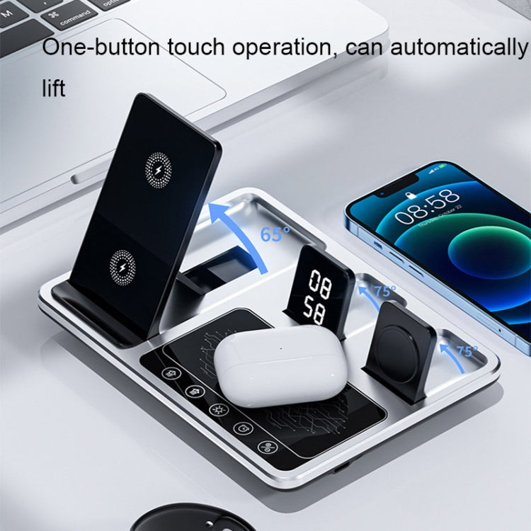 R11 4 In 1 30W Phone Wireless Charger with Ambient Light(Silver Black)