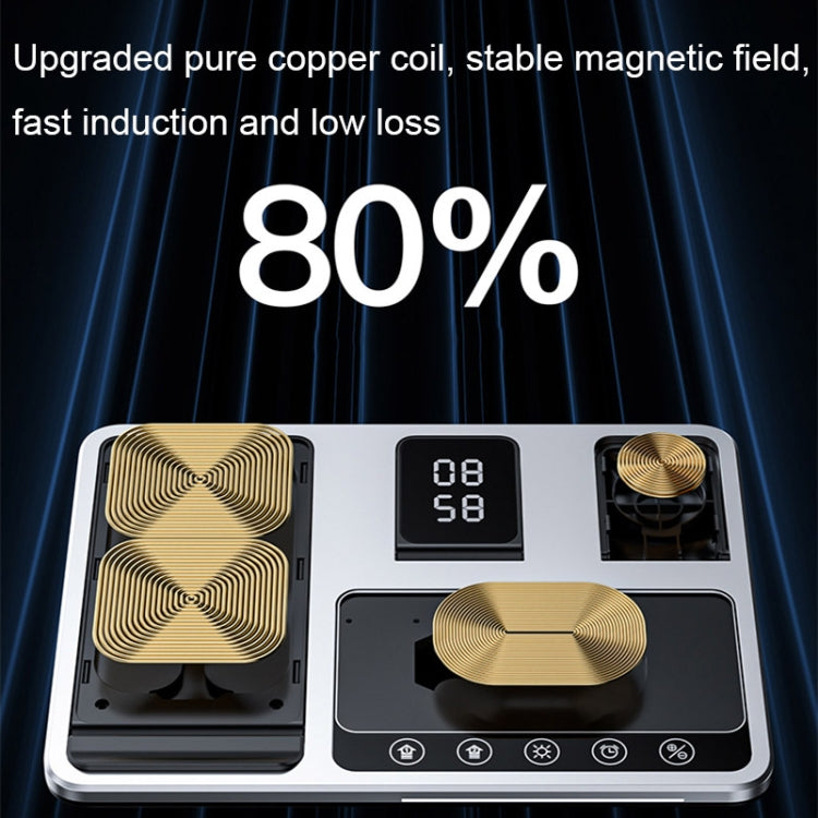 R11 4 In 1 30W Phone Wireless Charger with Ambient Light(Silver Black)