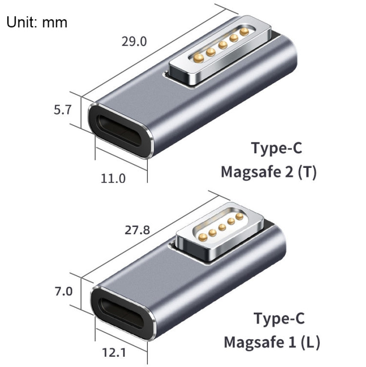 Type-C/USB-C to Magsafe1/2 Charging Adapter Supports PD Charging, Type-C to Magsafe 1 L, Type-C to Magsafe 2 T