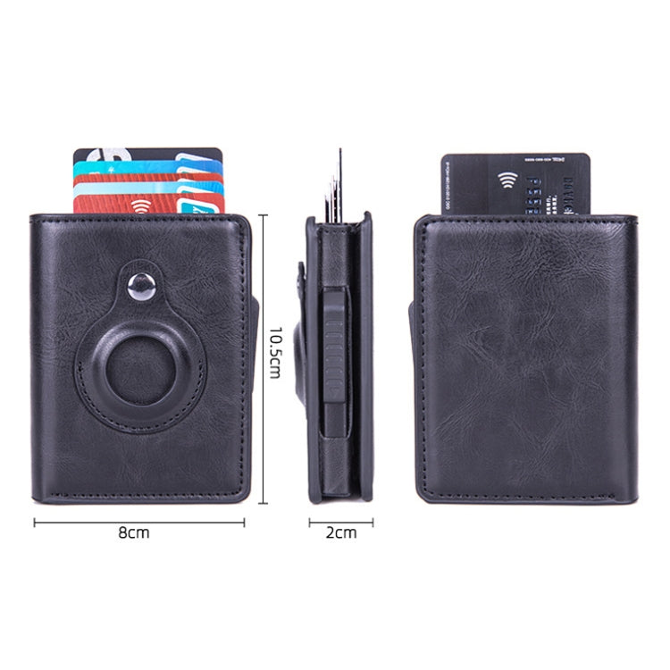 X-80 RFID Anti-theft Brushed Leather Card Holder For AirTag 2nd Gen / AirTag 1st Gen, Black, Blue, Coffee, Apricot, Carbon Fiber Black
