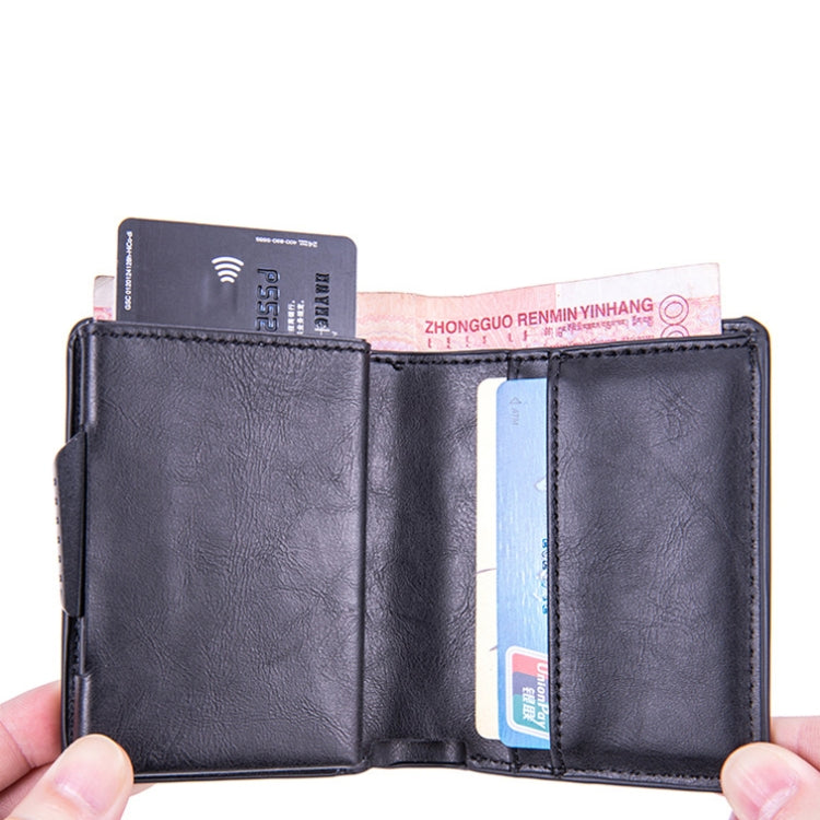 X-80 RFID Anti-theft Brushed Leather Card Holder For AirTag 2nd Gen / AirTag 1st Gen, Black, Blue, Coffee, Apricot, Carbon Fiber Black
