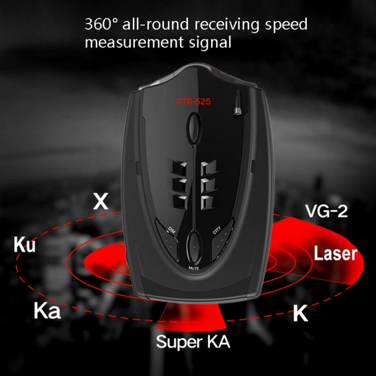 STR-525 Electronic Dog Car Radar Full Frequency Flow Speed Early Warning Device, STR-525