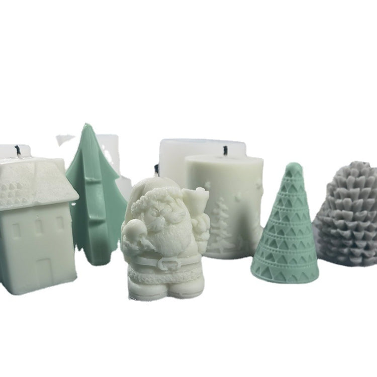 DIY Christmas Candle Aromatherapy Gypsum Silicone Mold, Shape:, Santa, Simple Christmas Tree, Triangular Christmas Tree, Christmas Gift, Single Stereo, Snow House 3, Single Christmas Cylinder, Origami Christmas Tree, 8 Cone Contest Christmas Tree      ...