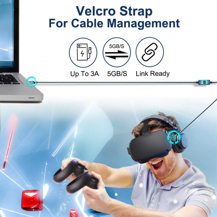 USB3.2 Gen1 VR Link Streamline For Oculus Quest 2, Model: A-C  Aluminum Shell 7M Braided Wire
