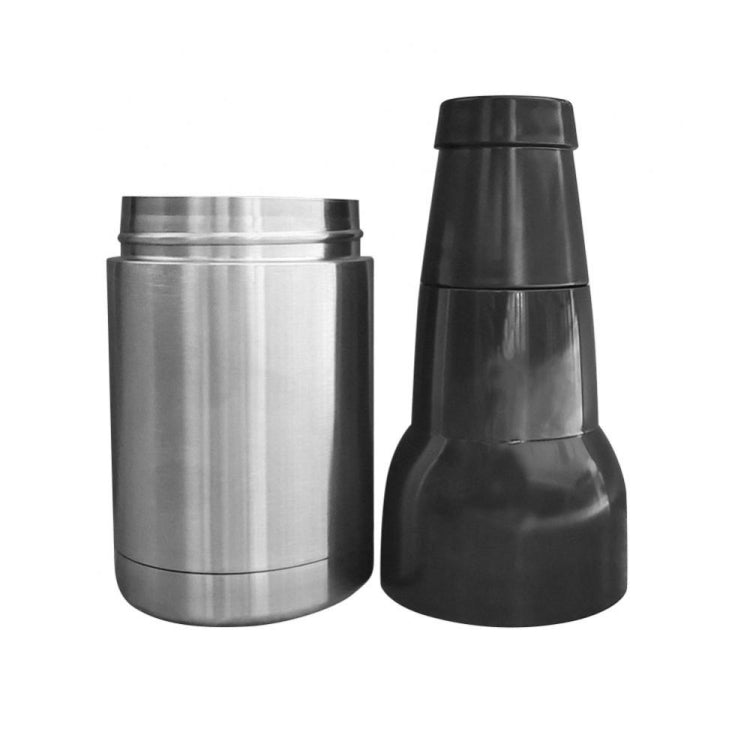 Beer Bottle and Can Cooler with Beer Opener (Stainless Steel Color)