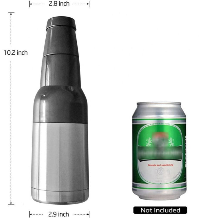 Beer Bottle and Can Cooler with Beer Opener (Stainless Steel Color)