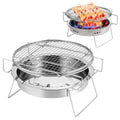 RG_011 Outdoor Round Folding Stainless Steel Barbecue Grill, Size: 22 x 14cm