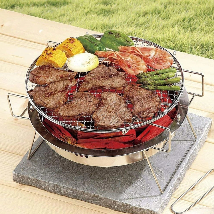 RG_011 Outdoor Round Folding Stainless Steel Barbecue Grill, Size: 22 x 14cm