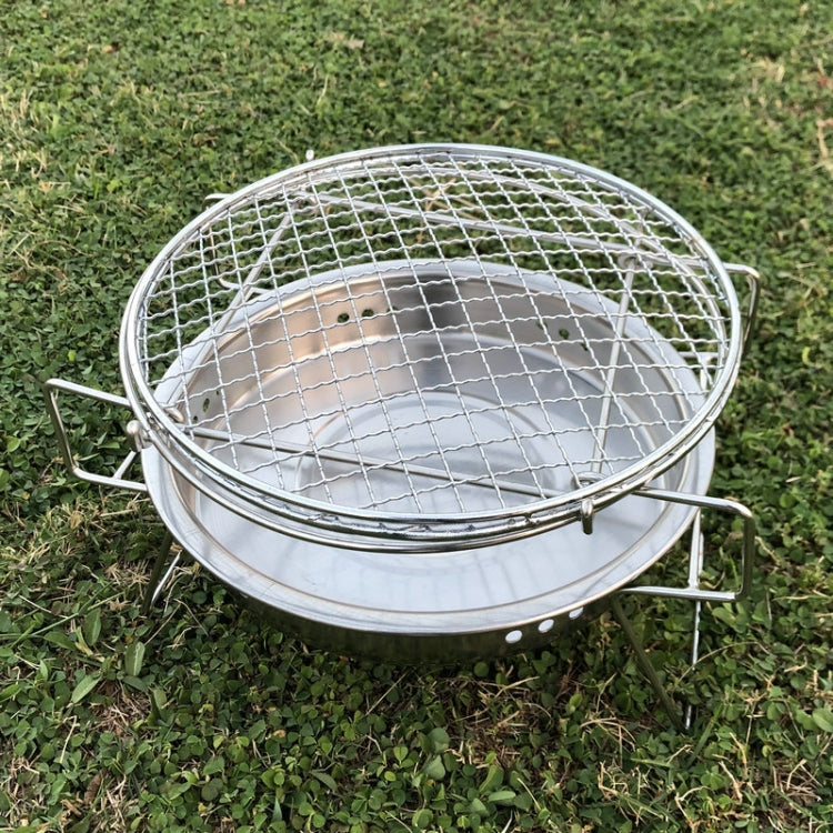 RG_011 Outdoor Round Folding Stainless Steel Barbecue Grill, Size: 30 x 19.5cm