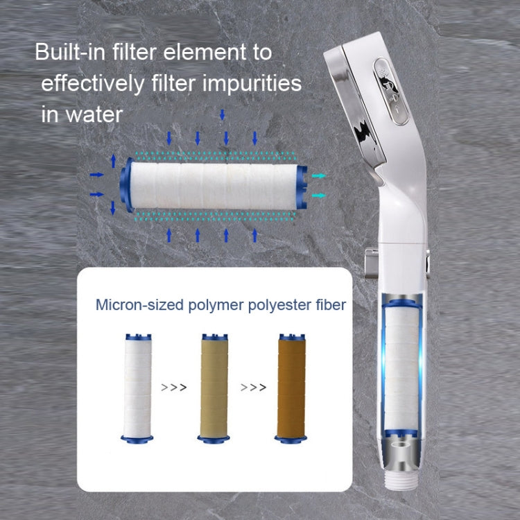 Pressurized Shower Head Four-speed Handheld Shower Set,Style: Electroplating White Filter