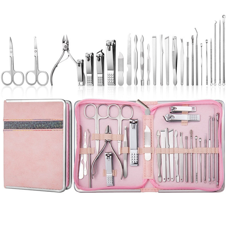 Stainless Steel Nail Clipper Set Beauty Eyebrow Trimmer, Color: 26 PCS/Set Silver